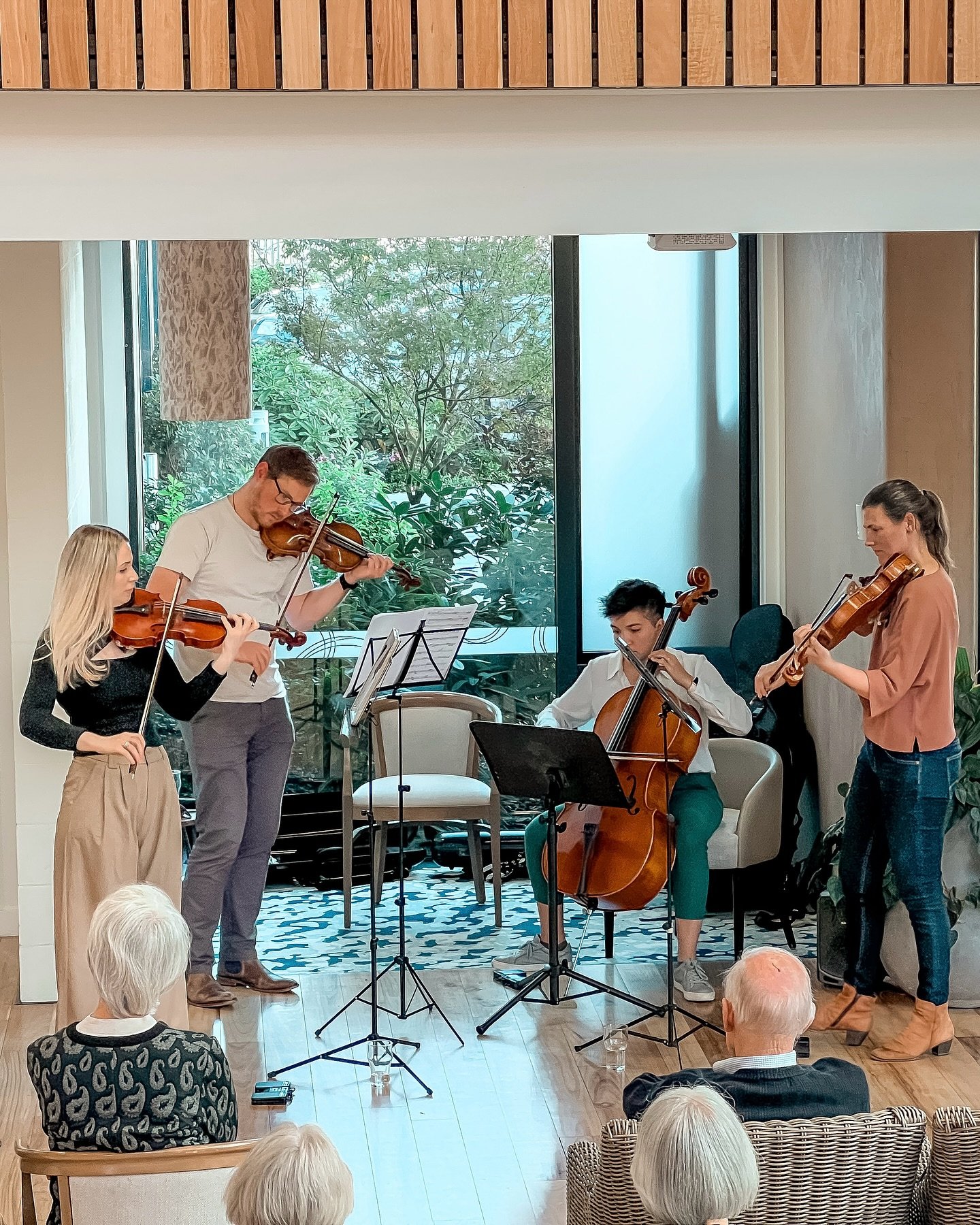 Another fun Arvida Quartet concert yesterday at their Cashmere centre as part of the @christchurchsymphonyorchestra Ki te Hapori In The Community programme ❤️

We performed an eclectic mix of Brahms, Shostakovich, @danishquartet Nordic Folk Tune arra