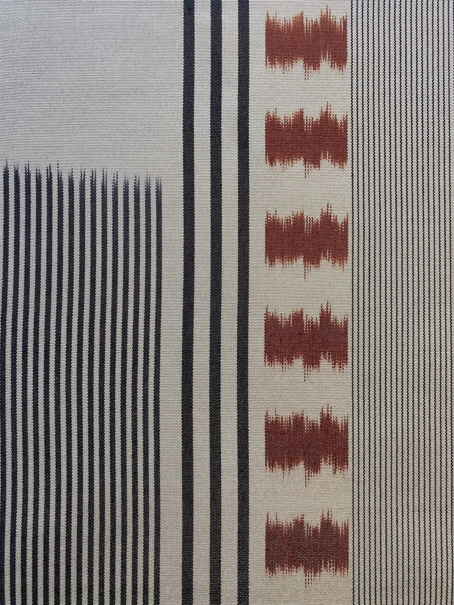 Mary Restieaux - IKAT silk hanging Red Stripes (detail 2).jpg