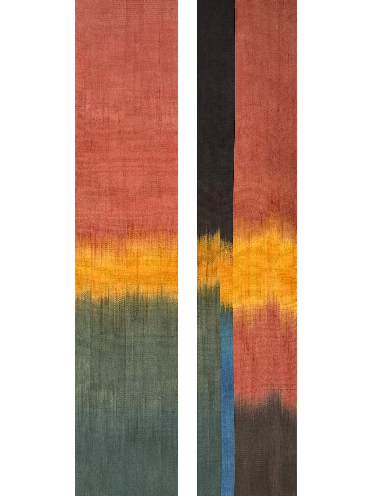 Jacob Monk: 'ikat' Woven Paper Yarn Diptych