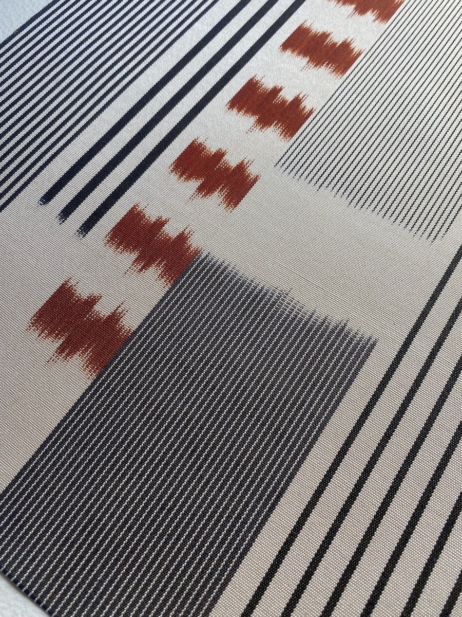 Mary Restieaux - IKAT silk hanging Red Stripes (detail 1).jpg