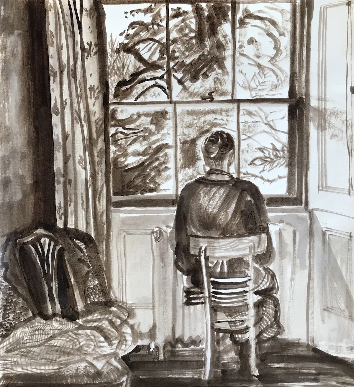 Agnes Treherne: Mum Drawing from her Bedroom Window