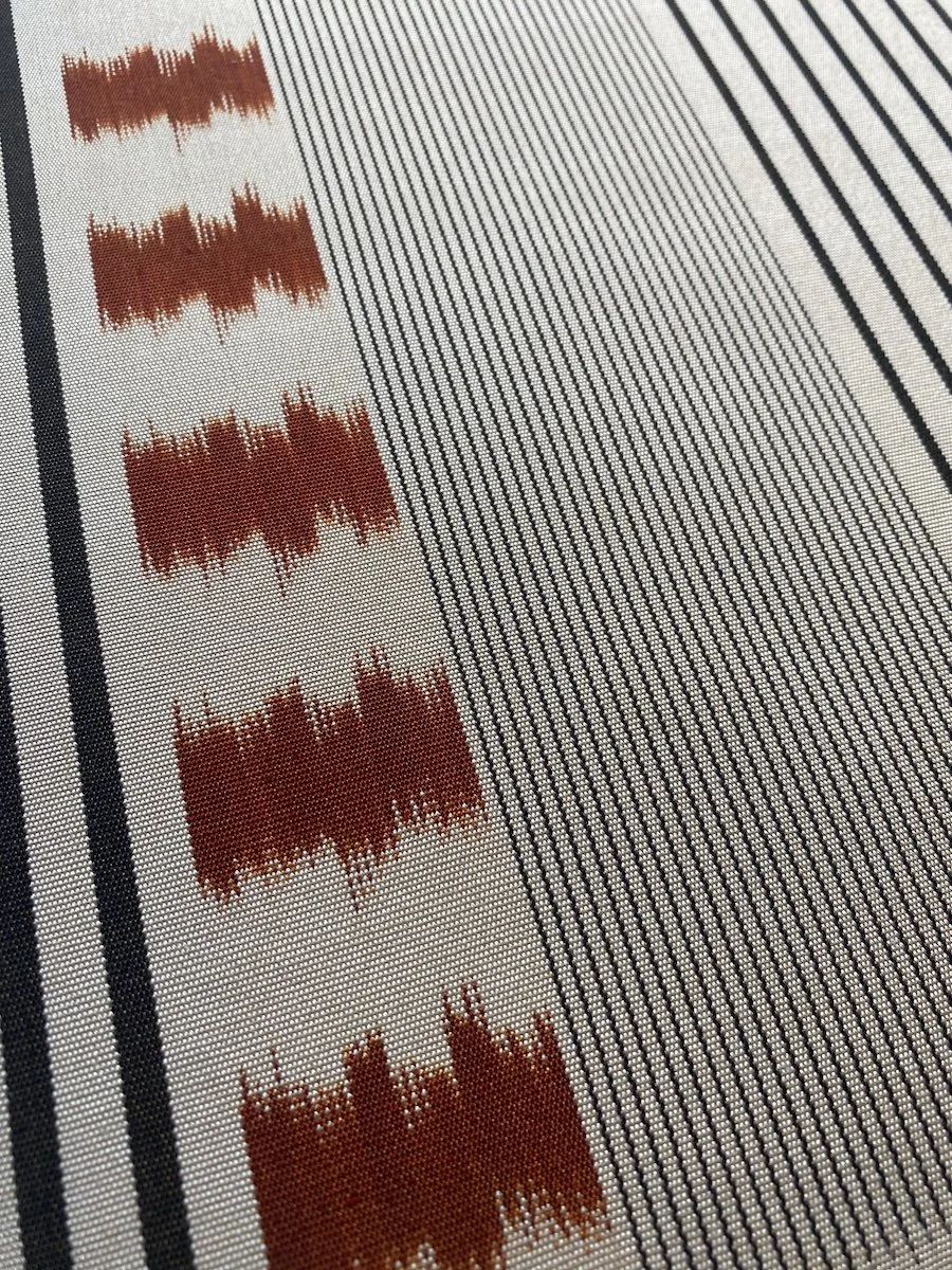 Mary Restieaux - IKAT silk hanging Red Stripes (detail 3).jpg
