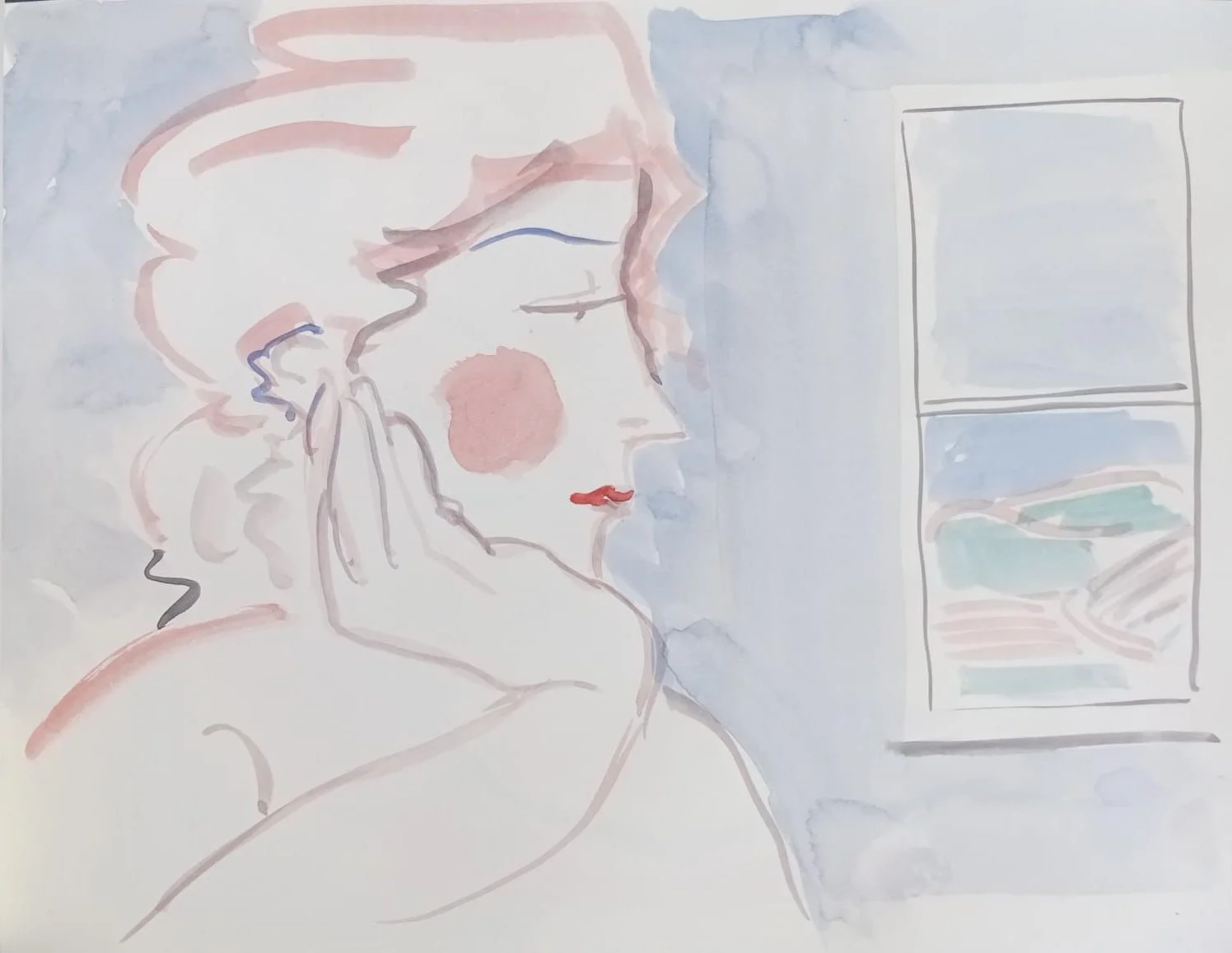 Felix Higham - Woman on Holiday, watercolour, 16 x 21cm.jpg