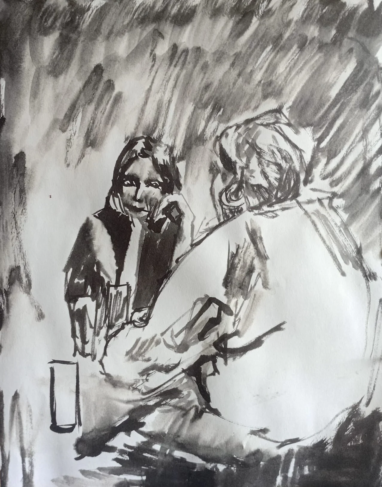 Felix Higham - Women Gossiping, ink, 31 x 24cm.jpg
