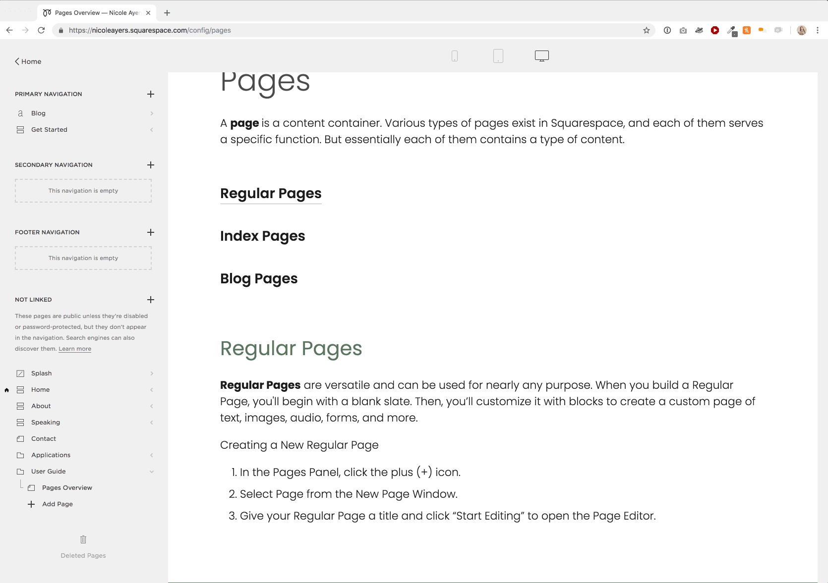 Demonstration of how to build a Regular Page.