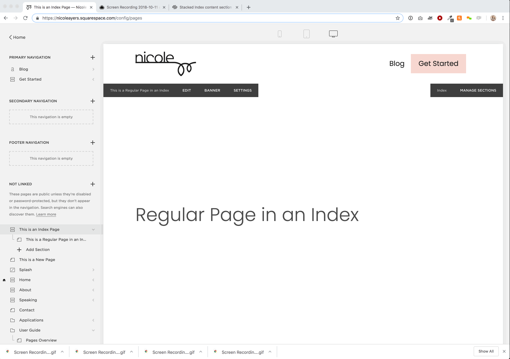 Demonstration of how to update a background image on a Regular Page within an Index.