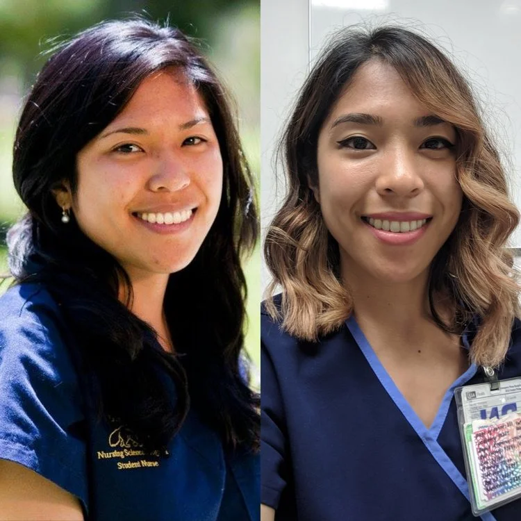 Left: Me in 2011 (my last day of nursing school); Right: Me in 2018 during a regular work day