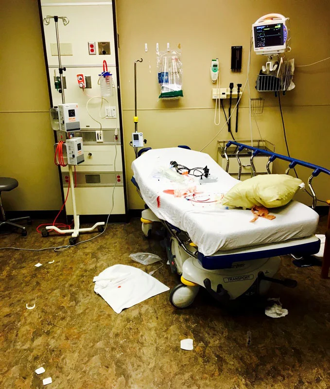 Emergency room janitorial staff workers are under appreciated in my experience. This is from a small North Carolina ER where I frequently work.