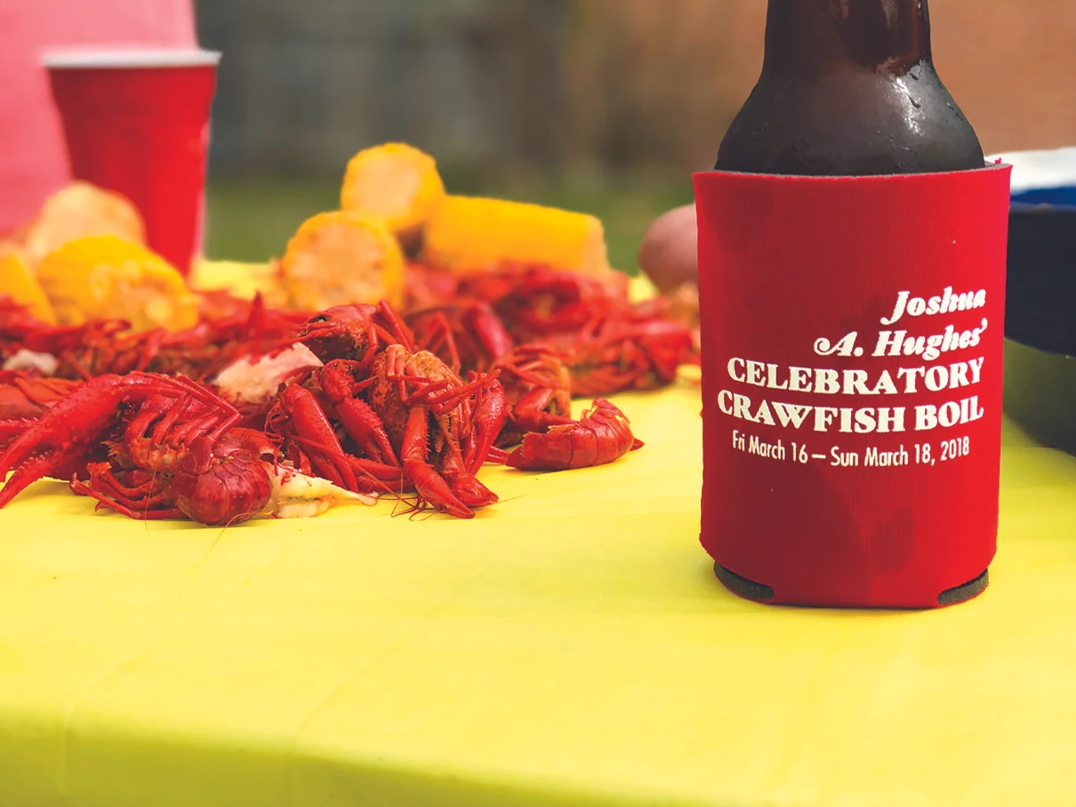 Crawfish boil event coozie