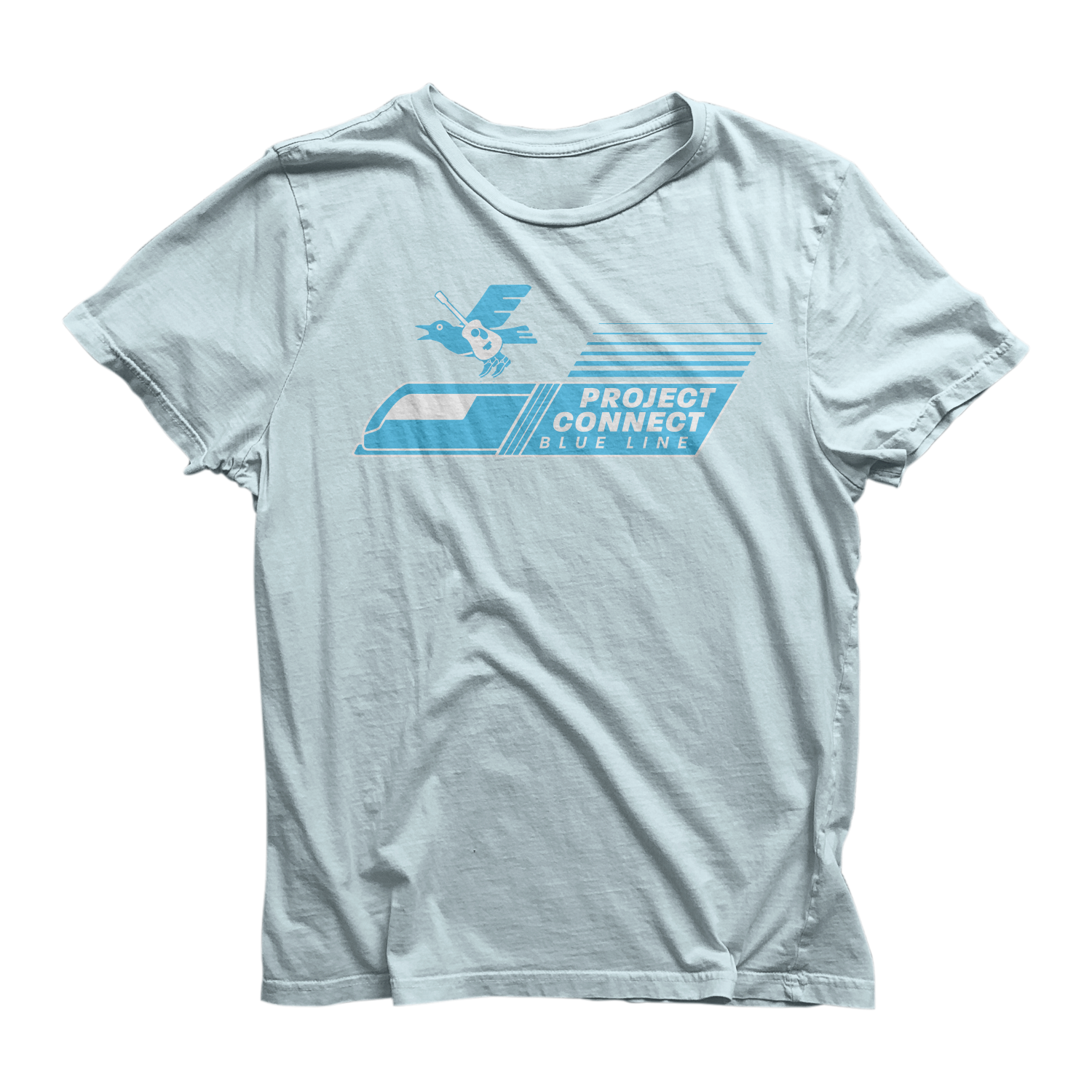 Project Connect light rail tshirt artwork for Blue Line