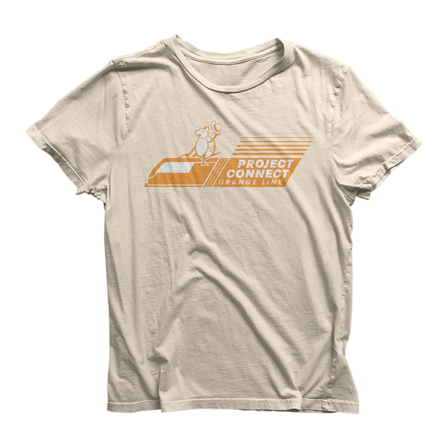 Project Connect light rail tshirt artwork for Orange Line