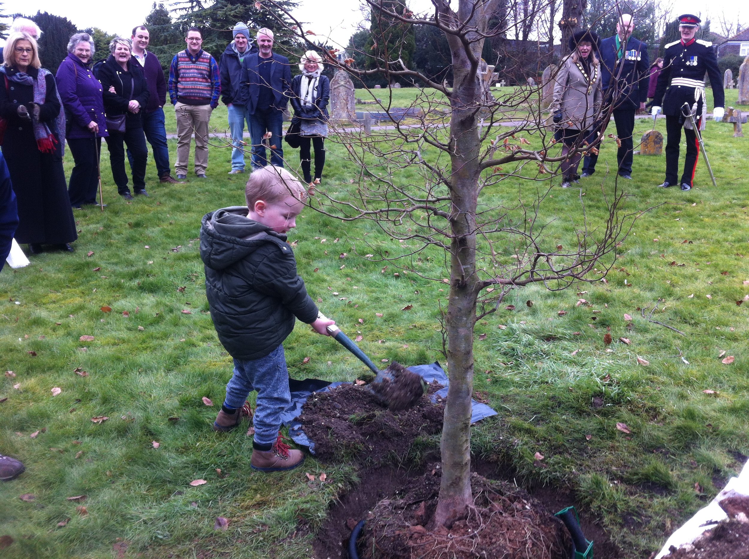 2015 Celebrating 2500 trees planted with Lions commemorative Beech in St Marys Church grounds.JPG