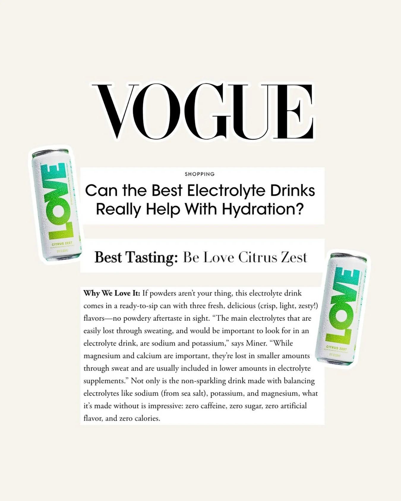 What&rsquo;s inside the Best Tasting Electrolyte Drink according to @voguemagazine ? Following our feature in Vogue (&ldquo;Can the Best Electrolyte Drinks Really Help With Hydration?&rdquo;), licensed dietitian and Assistant Professor of Nutrition a
