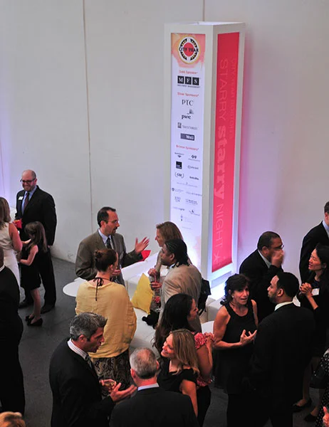 sponsor recognition: glow pillars at reception