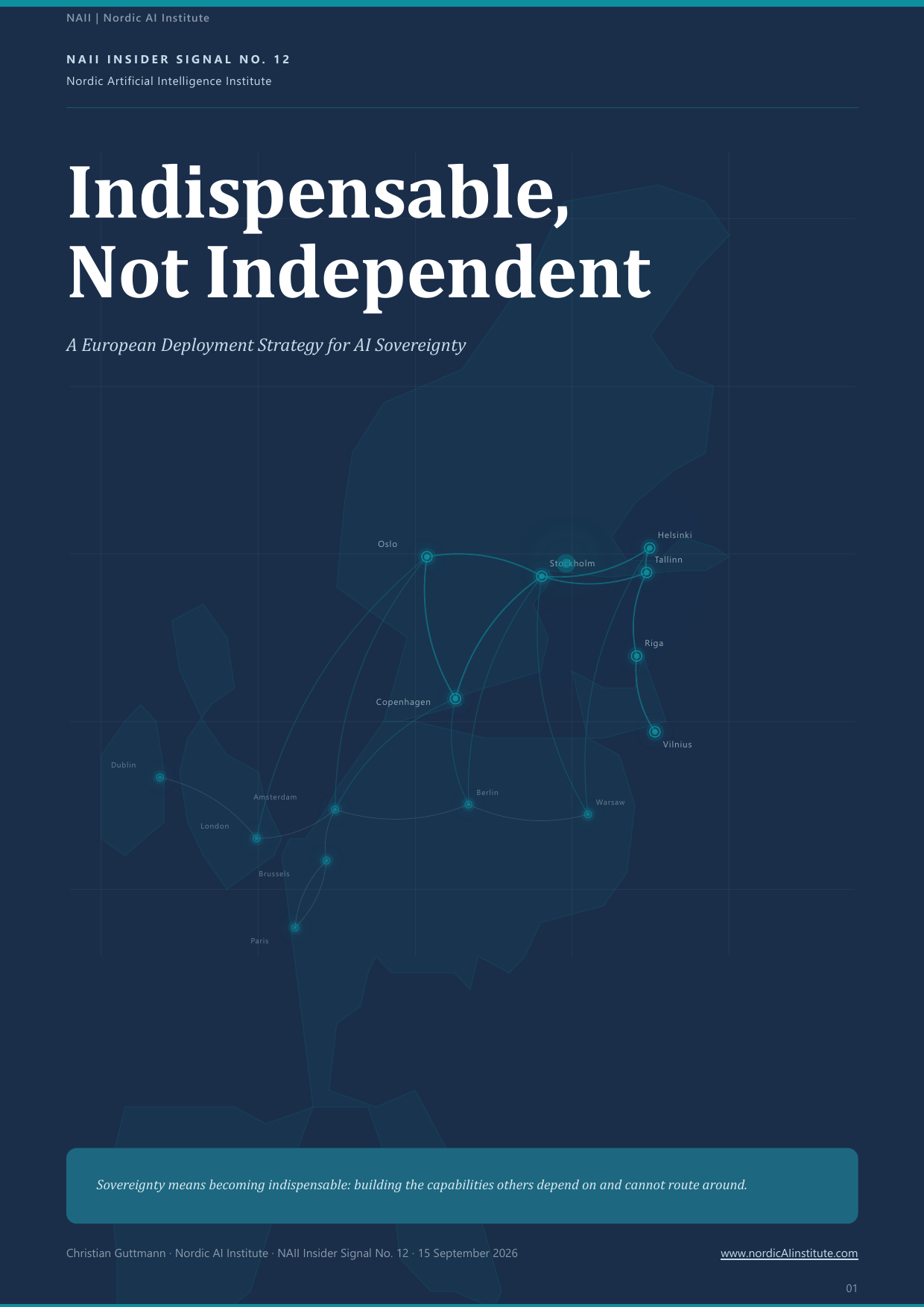 Cover of NAII Insider Signal No. 12, Indispensable, Not Independent: A European Deployment Strategy for AI Sovereignty