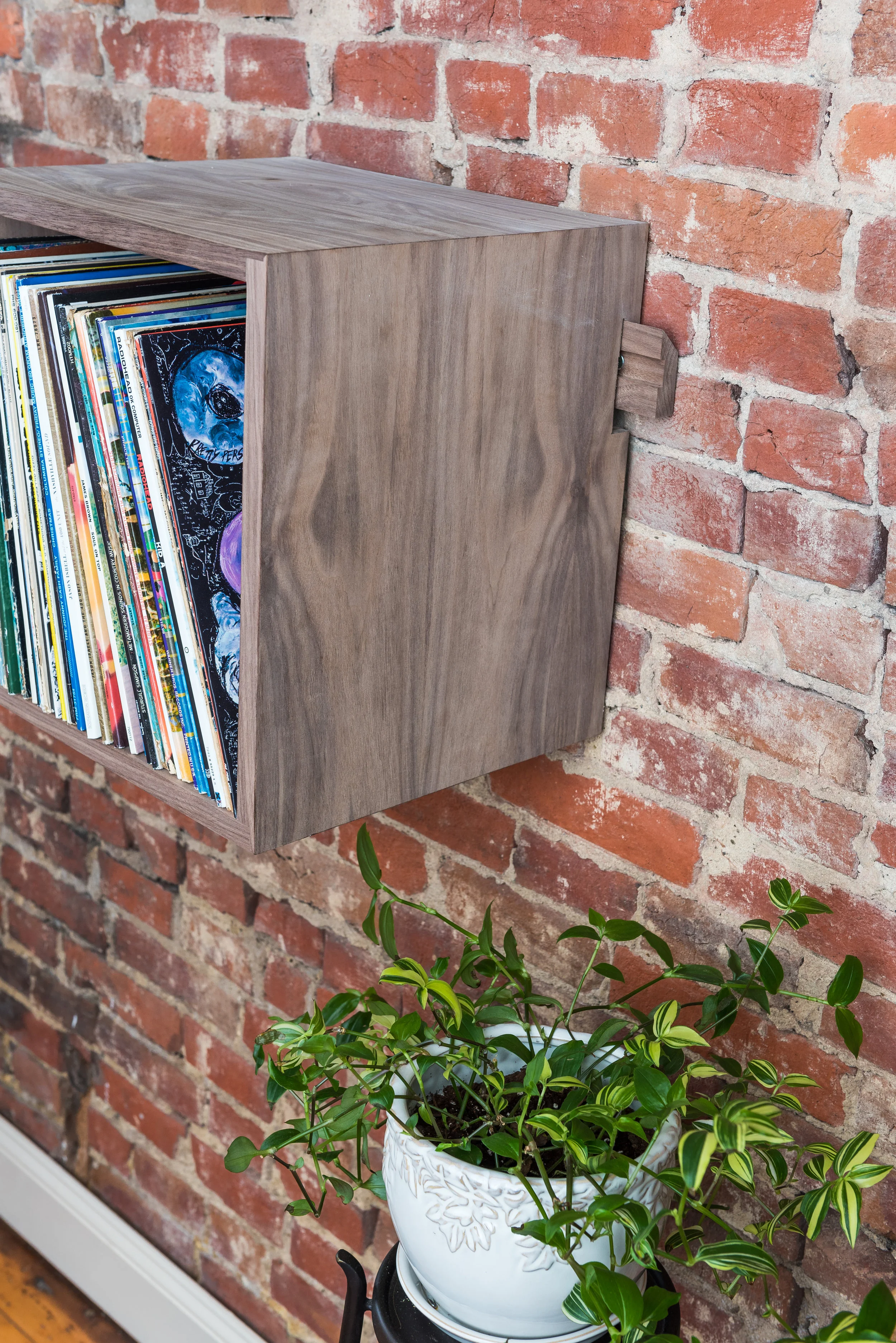 Walnut Deep Cut Record Shelf