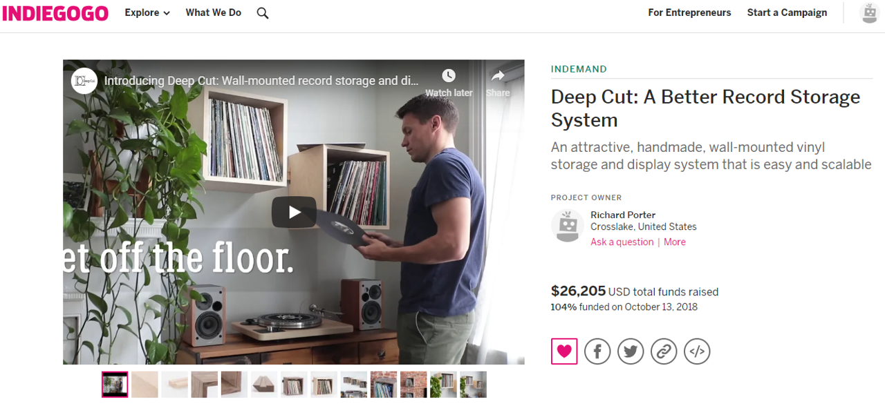 Deep Cut Record Shelf Indiegogo Campaign Success