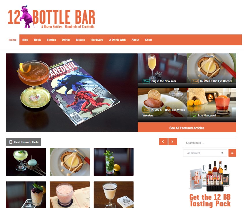 12bottlebar.com, a fantastic resource for cocktail craft in a realistic world