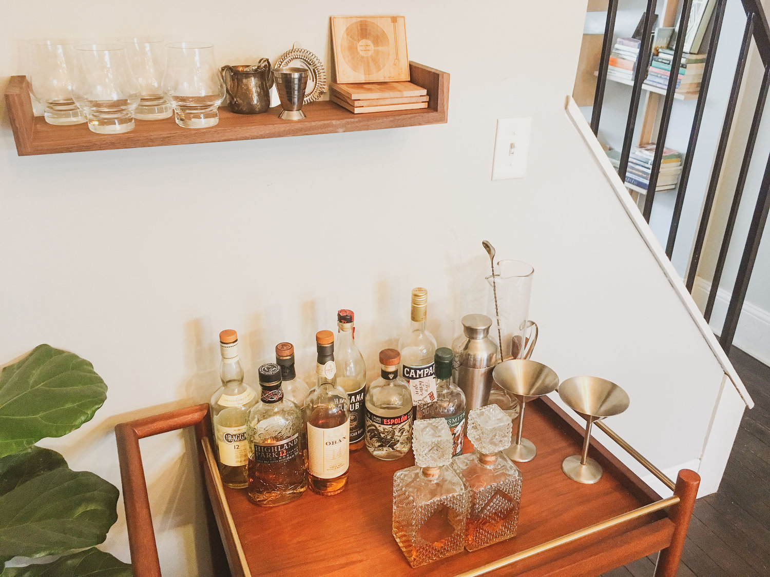 Deep Cut Bar Cart with Handmade Minimalist Shelves in Walnut-2.jpg