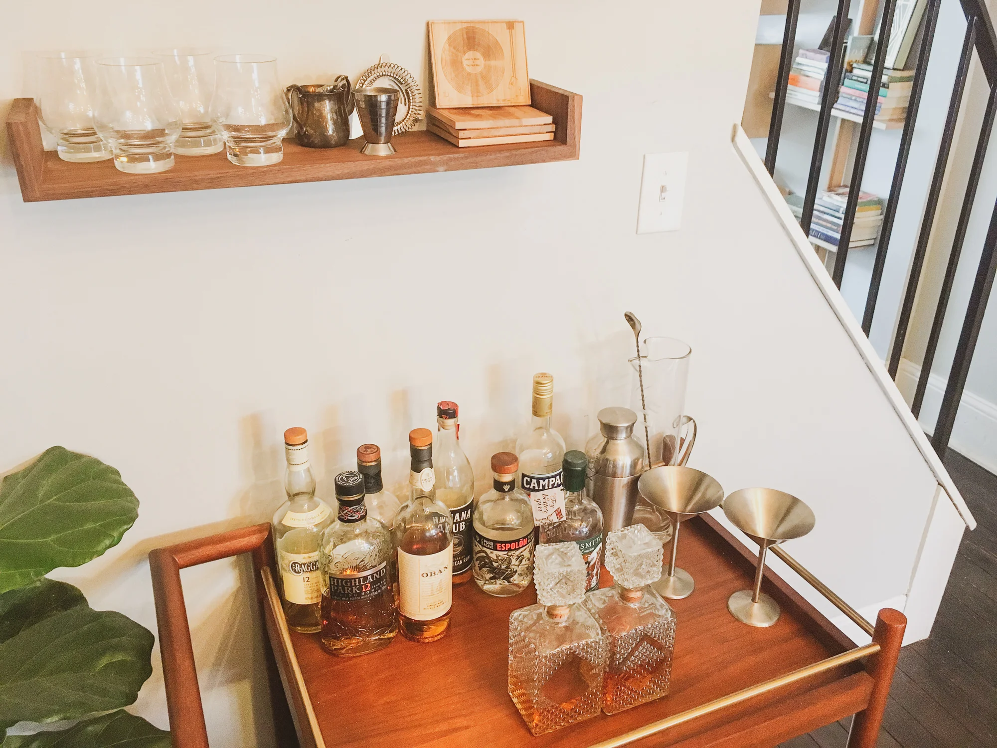 Deep Cut Bar Cart with Handmade Minimalist Shelves in Walnut-2.jpg