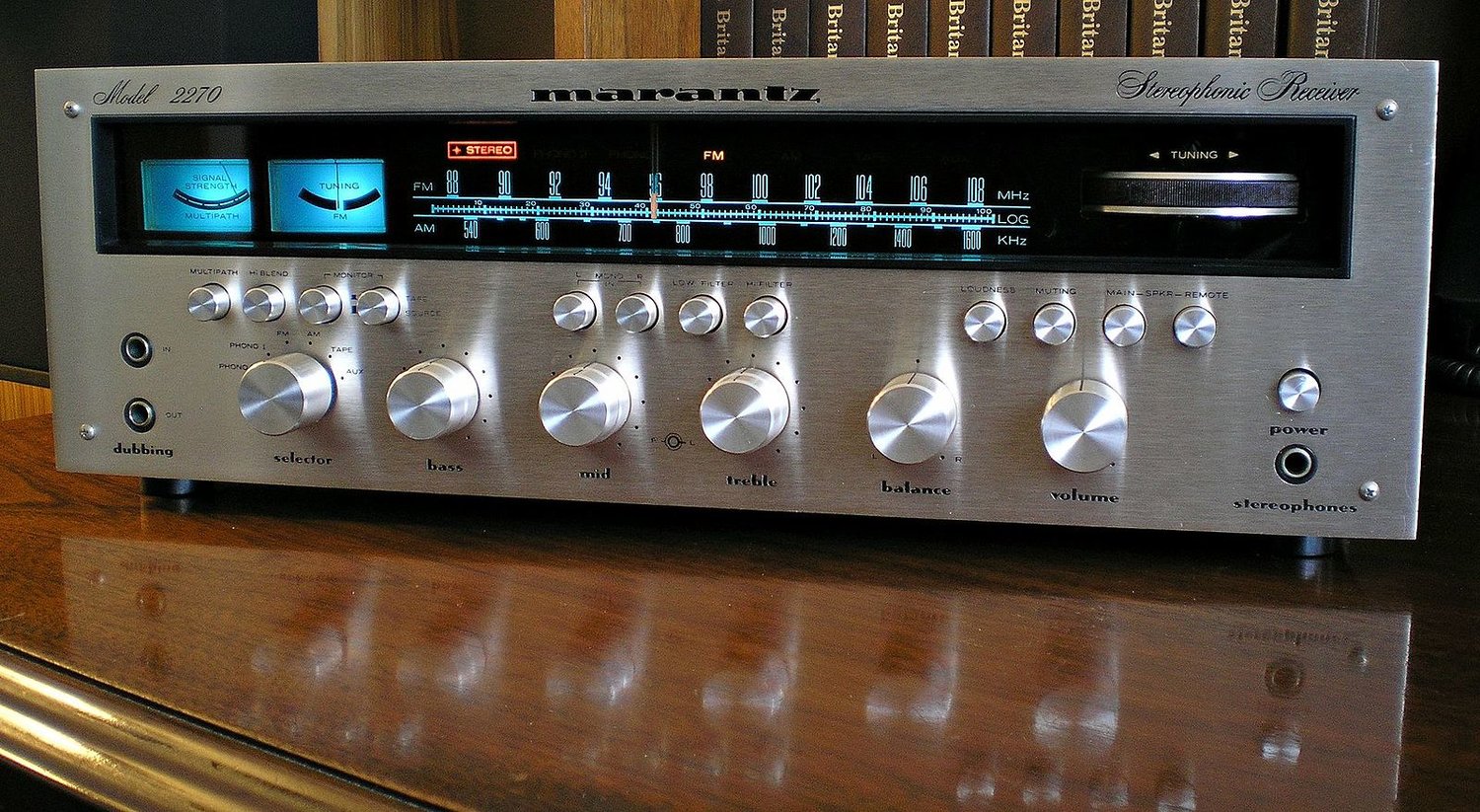 Vintage Marantz receiver, with machined aluminum and lots of knobs to fiddle with. Photo by Ron Clausen.