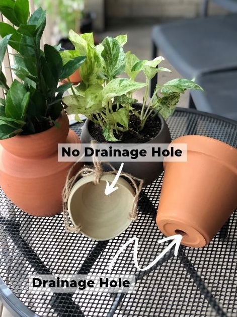 Pots with and without drainage holes. The cost of style…