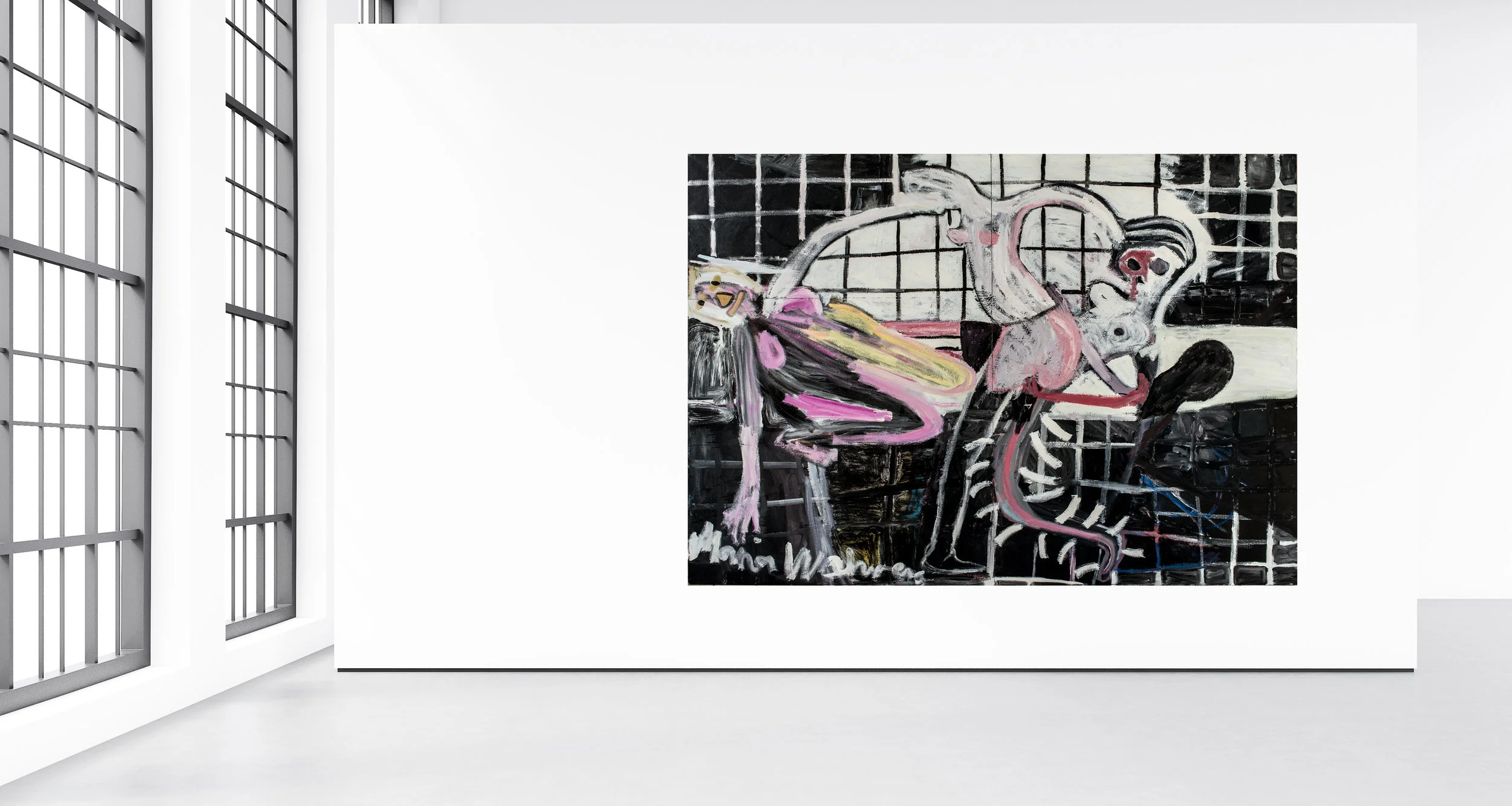 Maria Wæhrens Maria Wæhrens. The Sandman, 2014. Oil on masonite. 183 cm. x 244 cm.