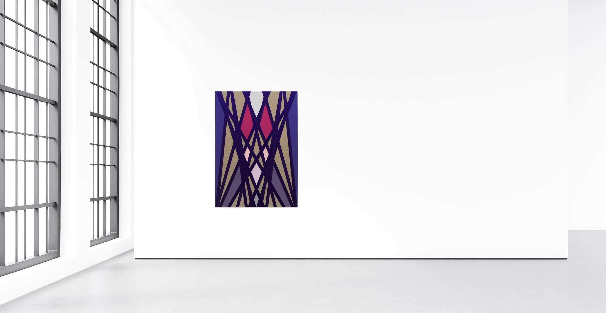 Dorte Jelstrup Dorte Jelstrup. I kept myself open towards you, I, 2014/2015. Acrylic, pigment and satin ribbons on linen. 99 x 70 cm.