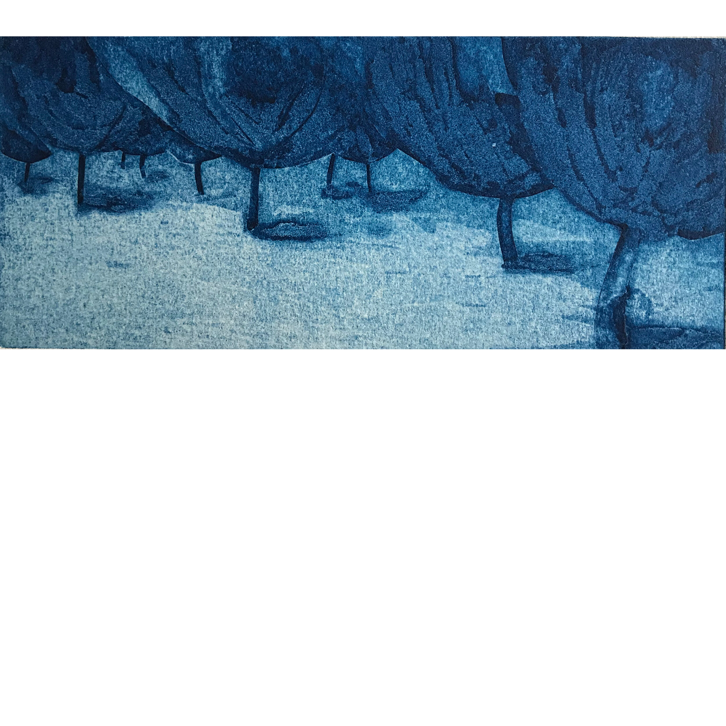 Blue Orchard (collagraph)