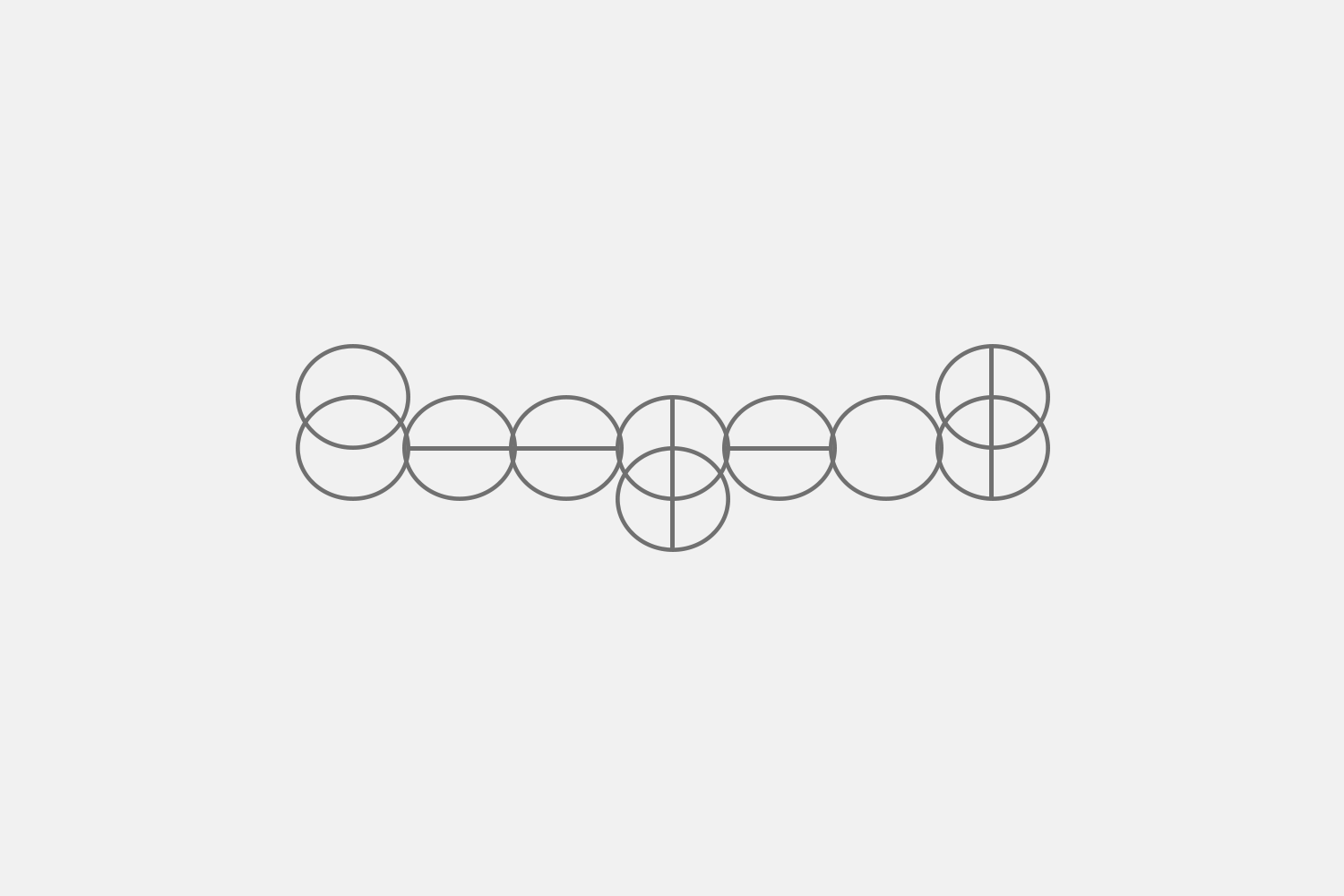 Having outlined all of the shapes we compressed the circles and lines together to form a unique mark