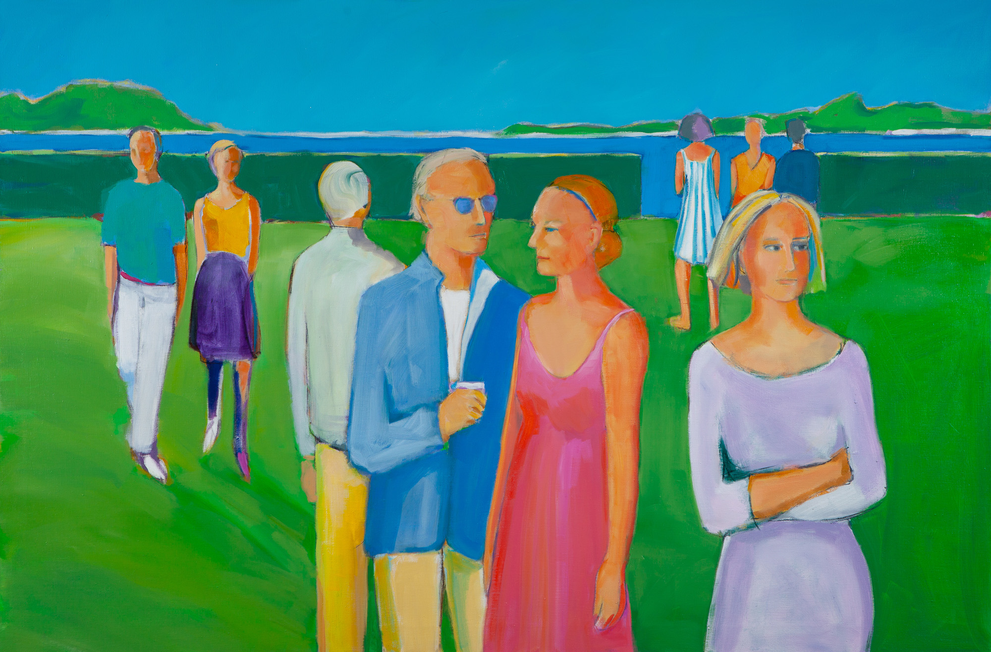  Sarah Benham -  The Solstice Party  Oil on Canvas, 48 x 72 inches 