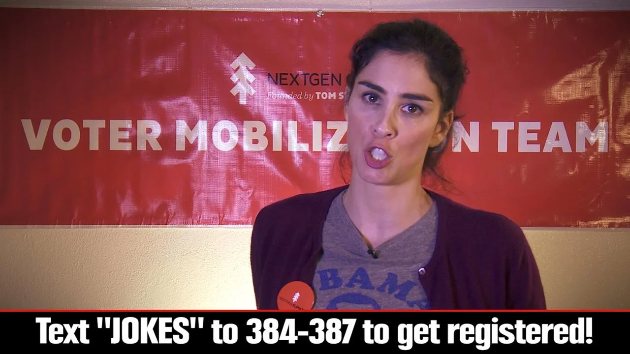 Sarah Silverman promotes Jokes for Votes - Voter Registration Campaign 