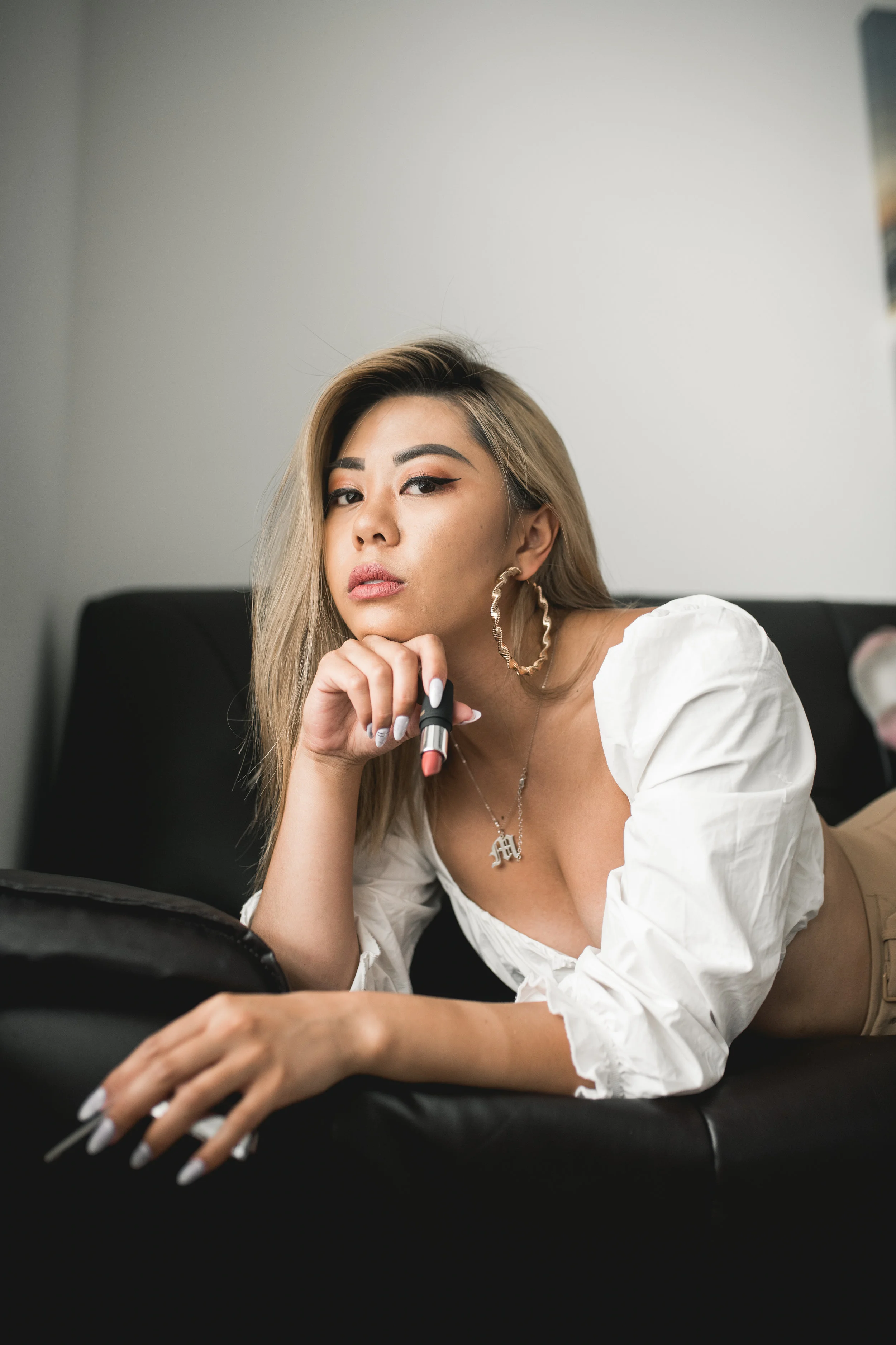 Wearing Mented’s lipstick in Nude La La