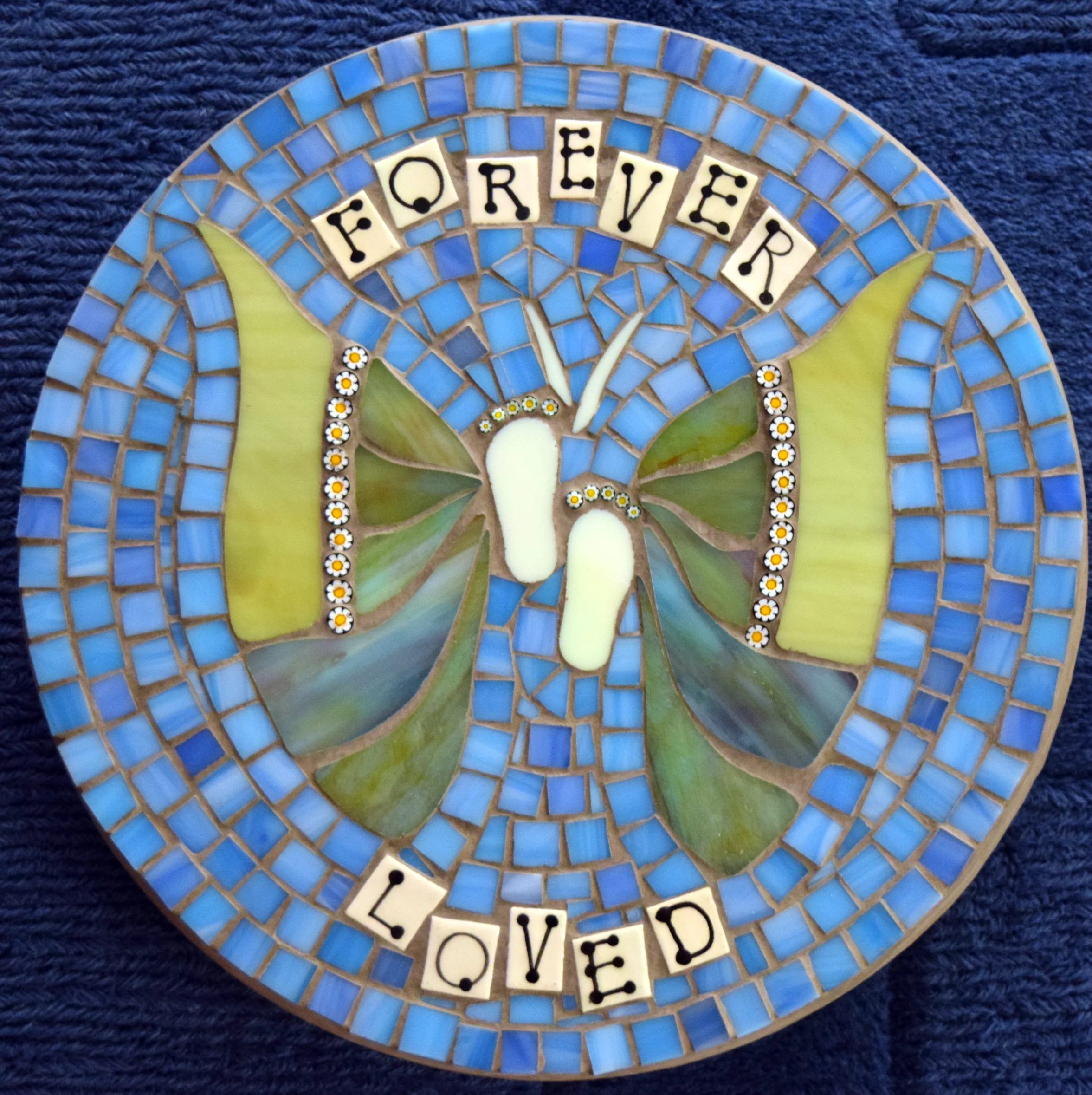 Forever Loved (Commission) (Stained Glass, Millefiori, Ceramic Letters)
