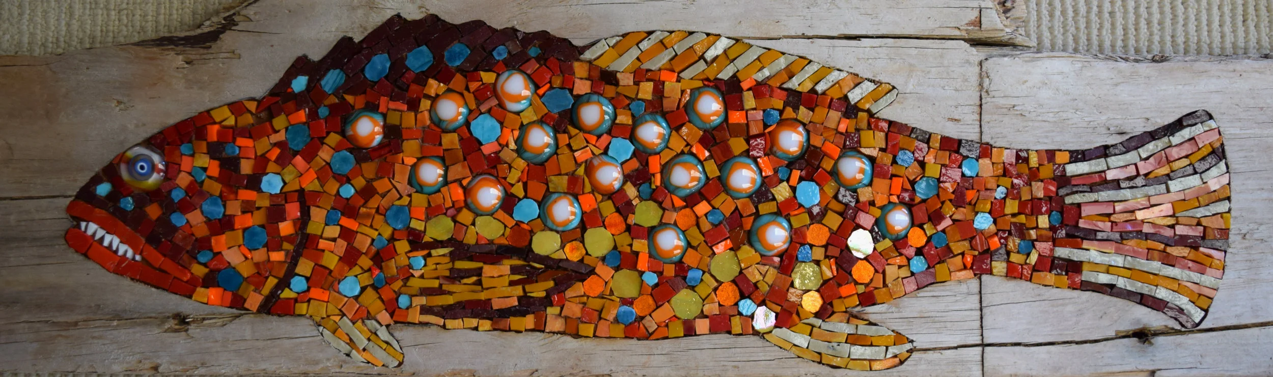 Harlequin Fish (Smalti, Glass Fusions, 24K Gold Smalti)