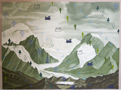 West Coast Wallpaper (after Charles Douglas) Oil on paper, 568 x 767 mm Sold