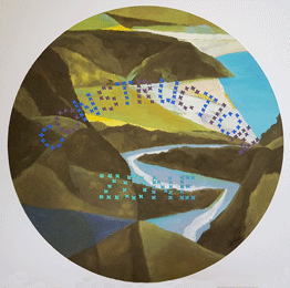 Landscape Sampler (after Russell Clark) Oil on paper, 300 mm diameter Sold