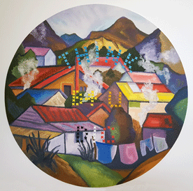 Landscape Sampler (after John Tole) Oil on paper, 300mm diameter Sold