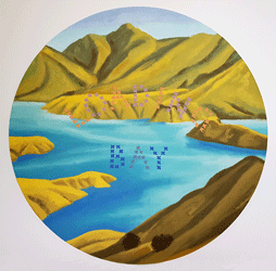 Landscape Sampler (after Doris Lusk) Oil on paper, 300mm diameter $580.00