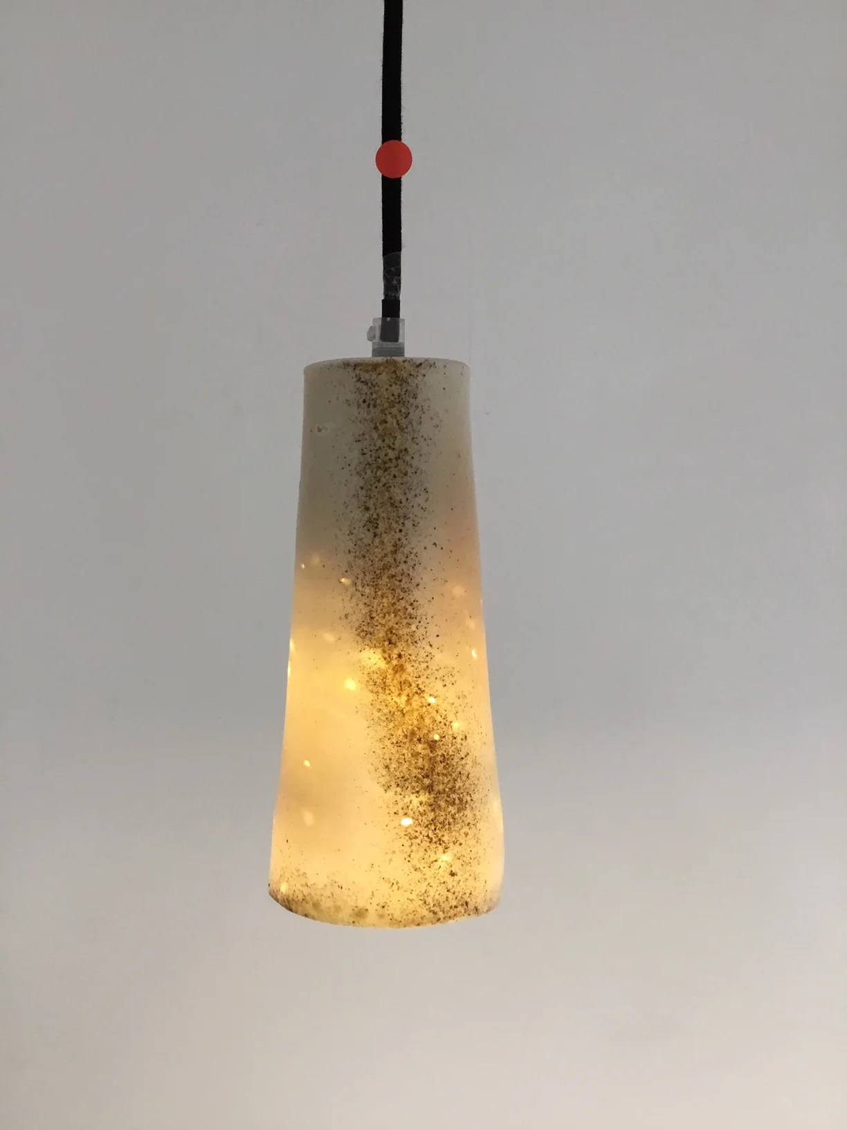  31. Lightshade, porcelain with inclusions, Shino glaze, ash . Sold  Approx 21 x 9 cm 