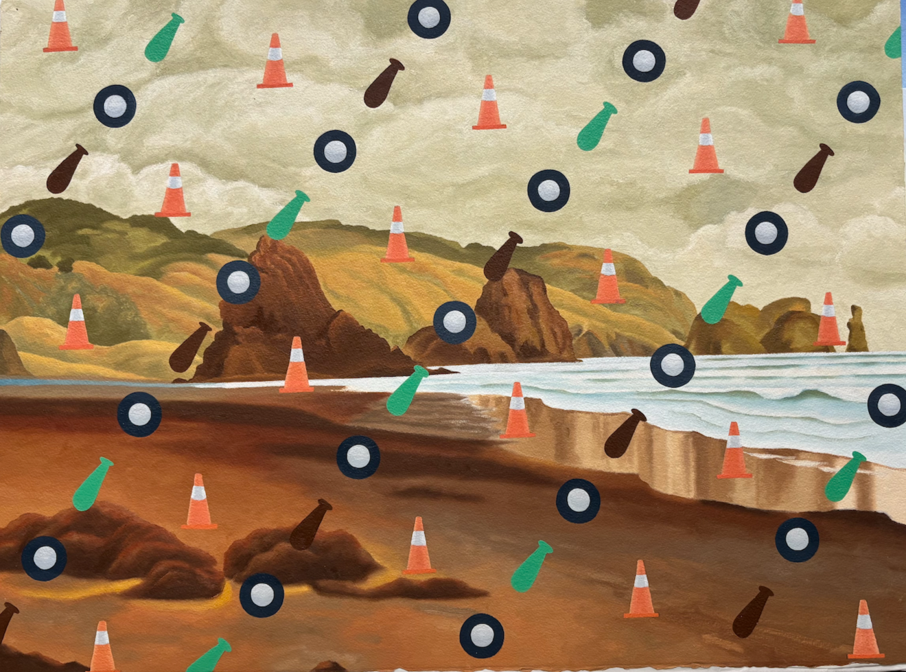 Auckland Wallpaper (after Charles Blomfield: Piha Beach)  2023