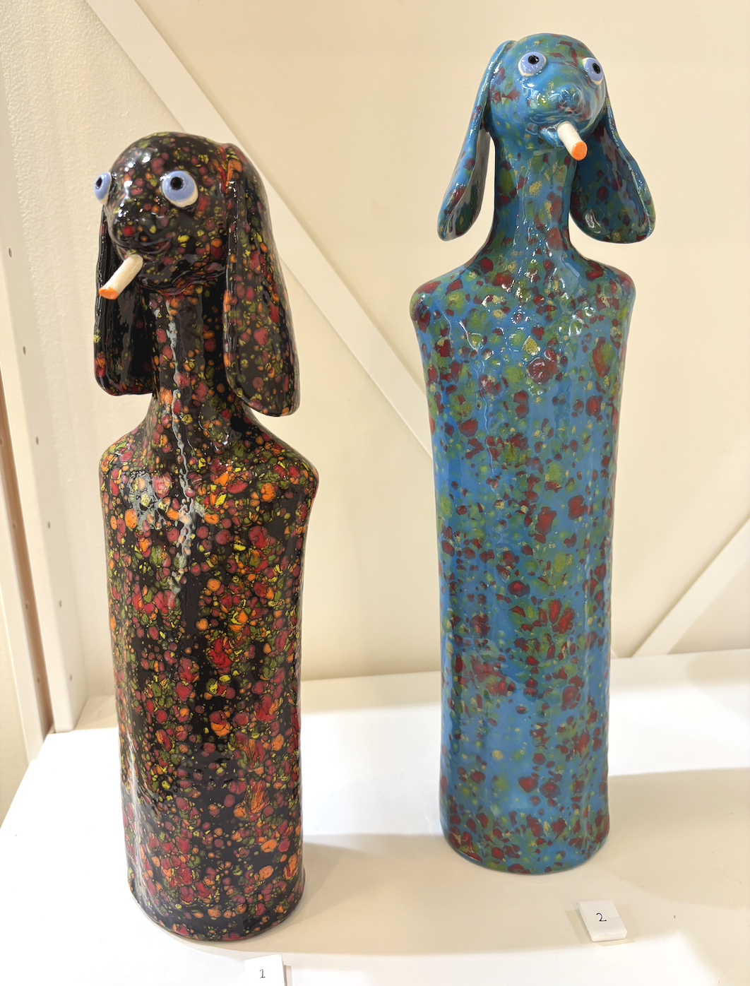 Tall Crystal Smoking Dog (#1) and (#2)