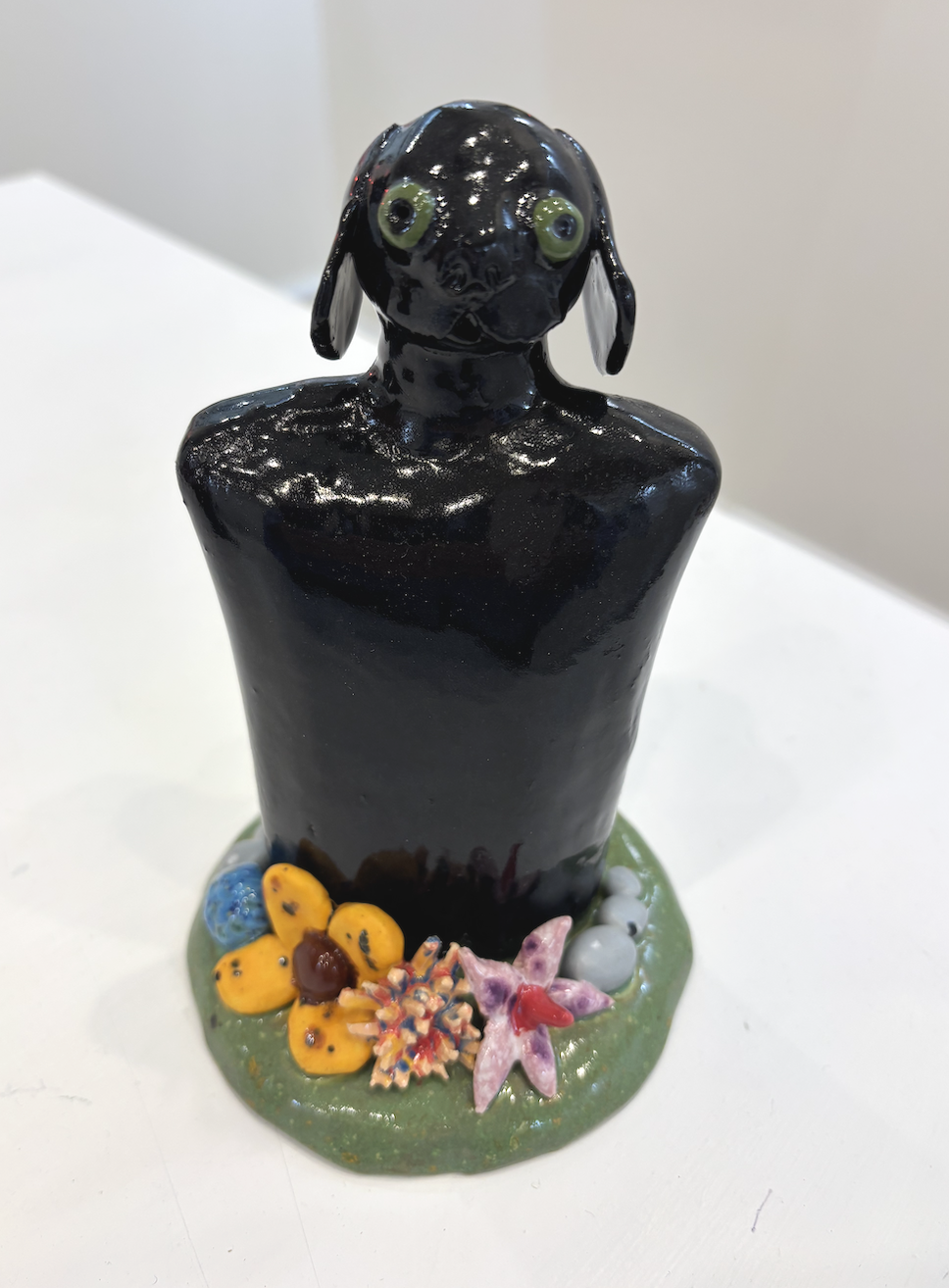 Black Dog in a Flower Garden 