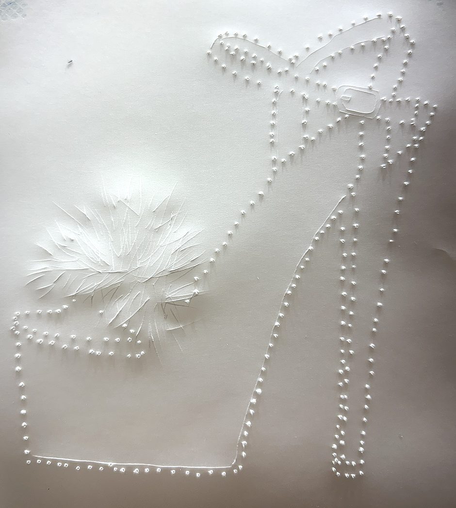Mail Order (close up of larger installation of drawings)