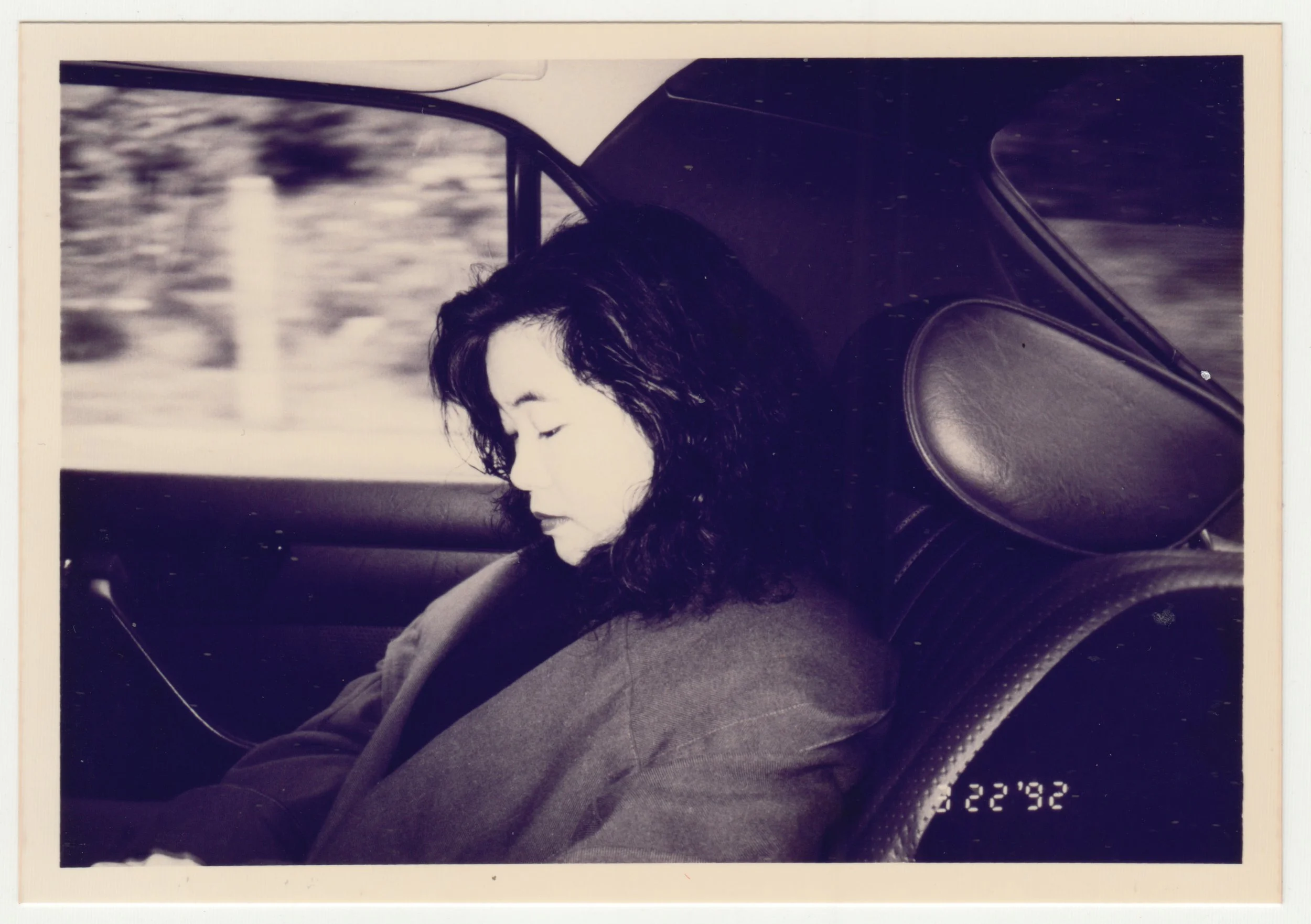 EE in the car on the way to Hong Kong Jockey Club Stable, Shatin. The photo was taken by Mum on 22 March 1992. 