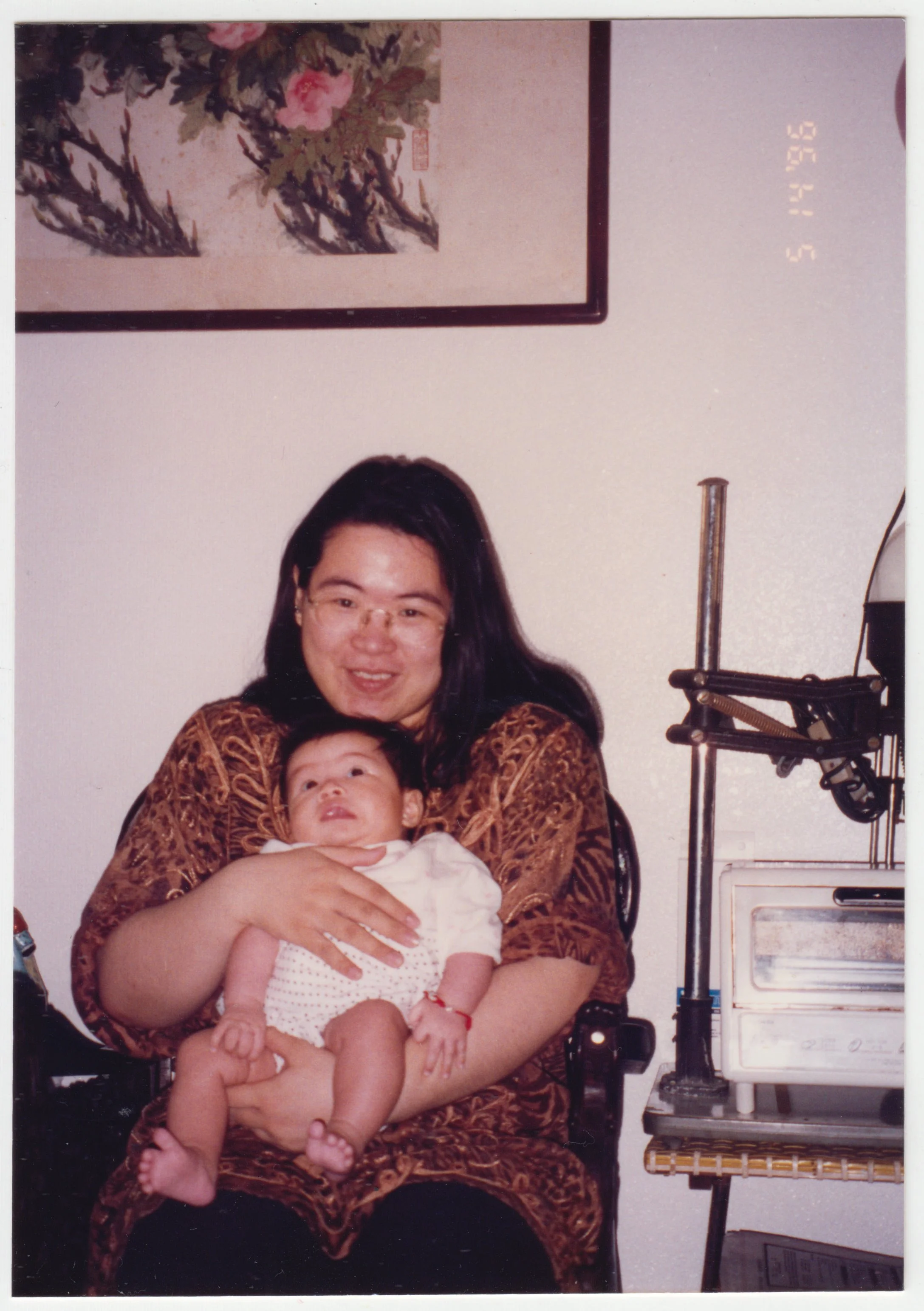 Mum & Charlotte at home on 19/F, taken on 14 May 1996.