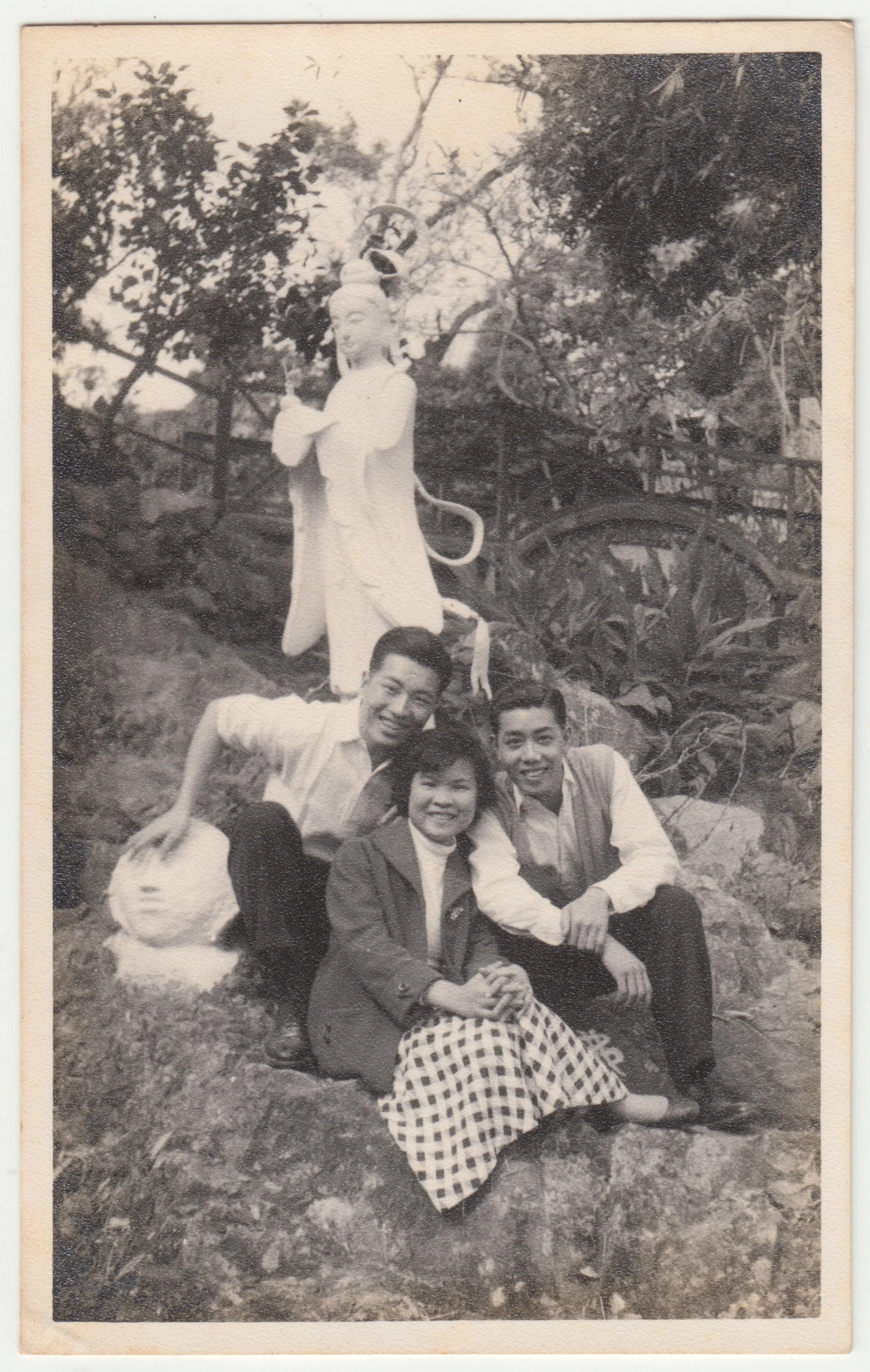 no. 00057 / Grandpa, Grandma and 差佬卓 (Policeman Cheuk) in Hong Kong, c. late 1950s.