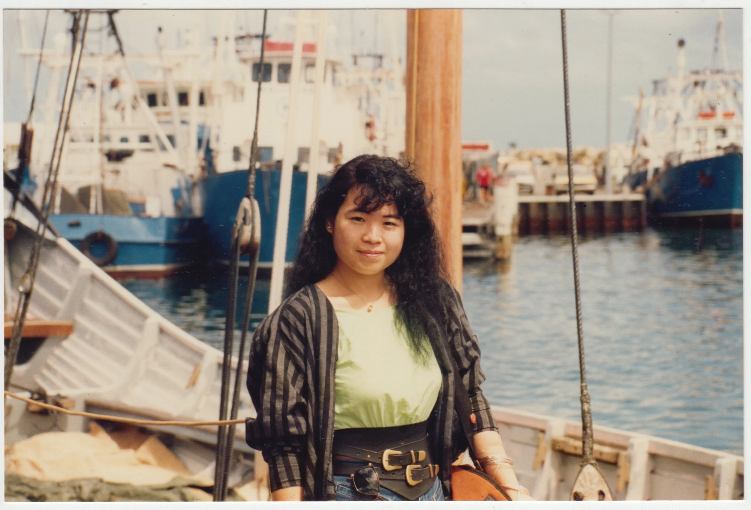 Mum at the docks in Australia, c. 7 March 1990