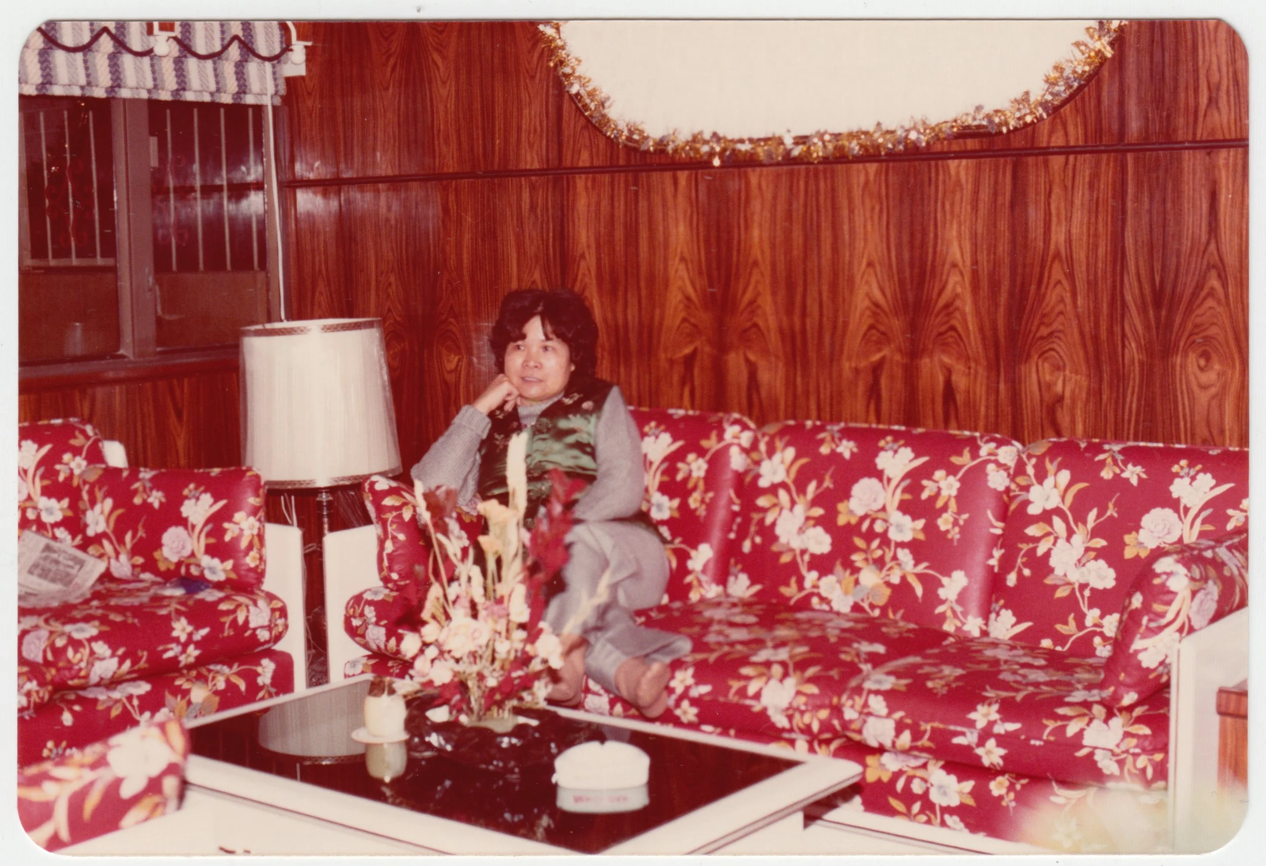 Grandma in the living room on 18/F, c. 1980 - 1981. For more photos of our home, see 'Home'