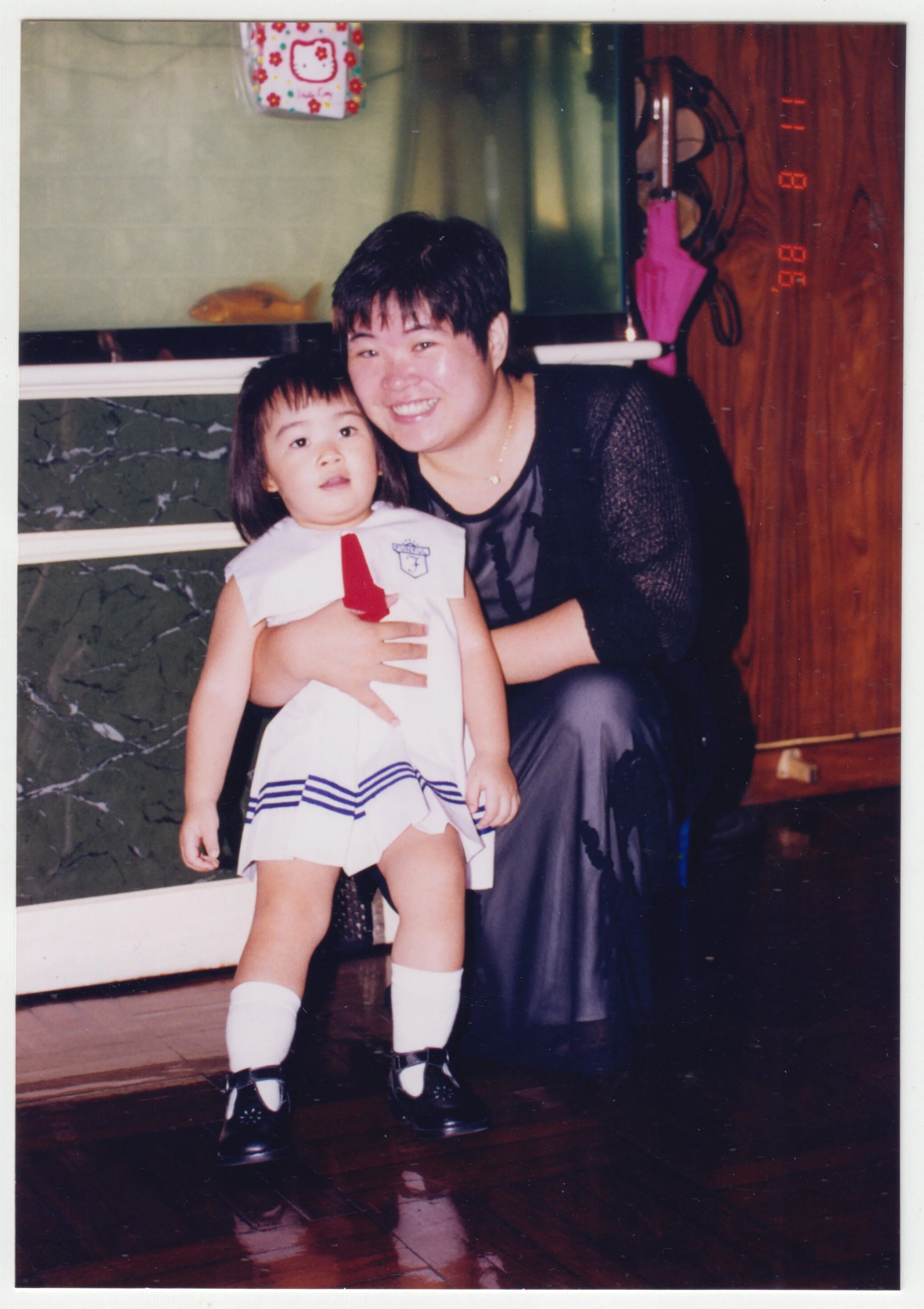 First day of Kindergarten, taken on 18/F, Emma Avenue, on 11 August 1998.